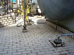 Completed acid-proof tiled industrial floor around process equipment