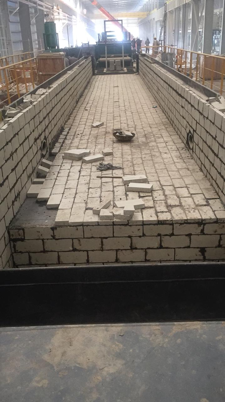 Large industrial channel lined with acid-resistant bricks